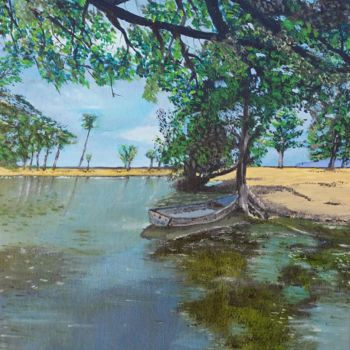 Painting titled "Laguna" by John Des Îles, Original Artwork, Oil