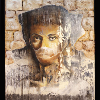 Peinture intitulée "CORONA MASK" par Thierry Legrand (ziiart), Œuvre d'art originale, Acrylique