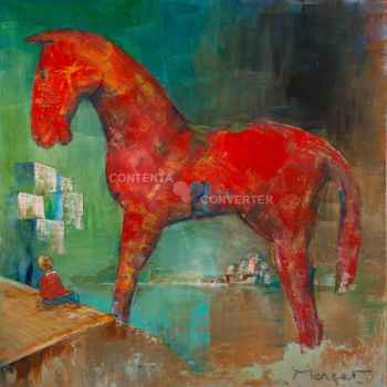 Painting titled "Le cheval de Troie…" by Thierry Merget, Original Artwork, Acrylic
