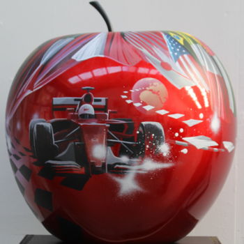 Sculpture titled "Red formule 1" by Thierry Mordant, Original Artwork, Acrylic