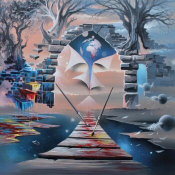 Painting titled "New World and Color…" by Thierry Mordant, Original Artwork, Acrylic Mounted on Wood Stretcher frame