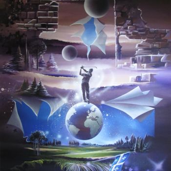 Картина под названием "Golf de saison" - Thierry Mordant, Подлинное произведение искусства, Акрил Установлен на Деревянная р…