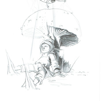 Tekening getiteld "Croquis préparatoir…" door Thierry Mordant, Origineel Kunstwerk, Balpen