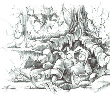 Drawing titled "Illustration publié…" by Thierry Mordant, Original Artwork, Ballpoint pen