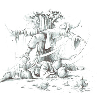 Disegno intitolato "Illustration publié…" da Thierry Mordant, Opera d'arte originale, Biro