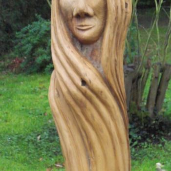 Sculpture titled "woodspirit femme" by Thierry Moulin, Original Artwork, Wood