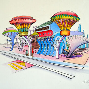 Peinture intitulée "la-gare.jpg" par Thierry Nappée, Œuvre d'art originale, Acrylique