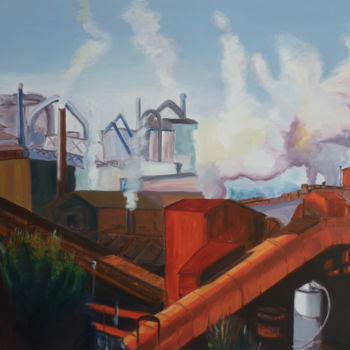 Malerei mit dem Titel "Industry Red2.jpg" von Thyus, Original-Kunstwerk, Öl