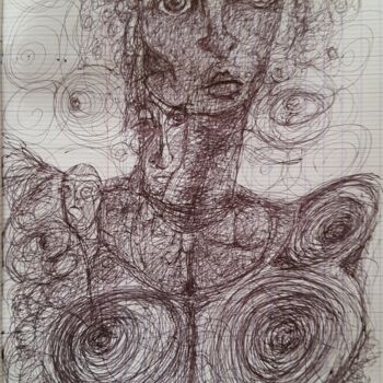 "Psychadelic woman" başlıklı Resim Thierry Pujalte tarafından, Orijinal sanat, Tükenmez kalem