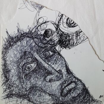 Drawing titled "tête de Christ.jpg" by Thierry Pujalte, Original Artwork, Ballpoint pen