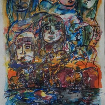 Drawing titled "" les voyageurs per…" by Thierry Pujalte, Original Artwork, Marker