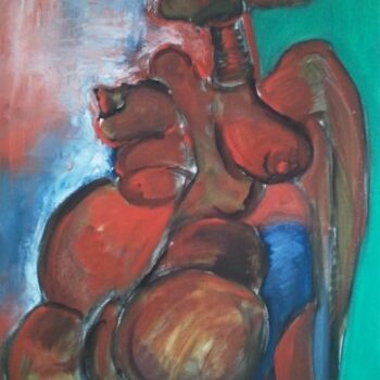 Картина под названием "L'Africaine" - Thierry Pujalte, Подлинное произведение искусства, Масло Установлен на Деревянная рама…
