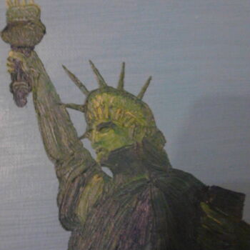 Painting titled "statue-de-liberte-0…" by Thierry Racat, Original Artwork, Oil