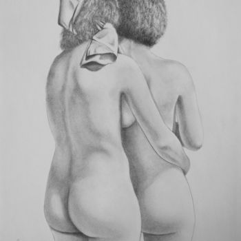 Рисунок под названием "duo" - Thierry Robert, Подлинное произведение искусства, Карандаш
