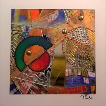 Collages titled "Abstraction colorée…" by Thierry Robin, Original Artwork, Collages Mounted on Cardboard