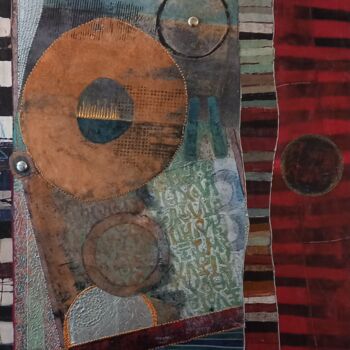 Collages titled "Formes et couleurs…" by Thierry Robin, Original Artwork, Collages Mounted on Wood Panel