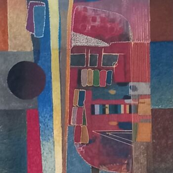 Collages titled "Formes et couleurs…" by Thierry Robin, Original Artwork, Collages Mounted on Cardboard