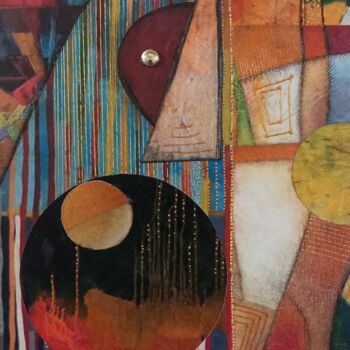 Colagens intitulada "Formes et couleurs…" por Thierry Robin, Obras de arte originais, Colagens Montado em Cartão