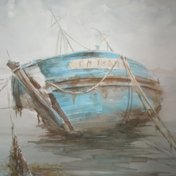 Painting titled "Épave à Camaret" by Thierry Seurre, Original Artwork, Watercolor