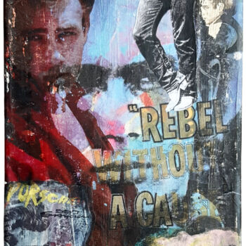 Collages intitulée "The Rebel" par Thierry Sorin, Œuvre d'art originale, Collages Monté sur Châssis en bois