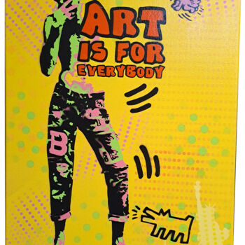 Schilderij getiteld "Skat'Art" door Thierry Sorin, Origineel Kunstwerk, Stencil Gemonteerd op Frame voor houten brancard