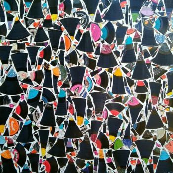 Collages intitulée "Fragmentation vinyl…" par Thierry Spada, Œuvre d'art originale