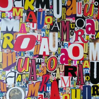 Collages titled "AMOUR" by Thierry Spada, Original Artwork, Collages