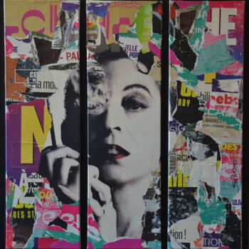 Collages titled "Gainsbourg" by Thierry Spada, Original Artwork, Collages Mounted on Wood Panel