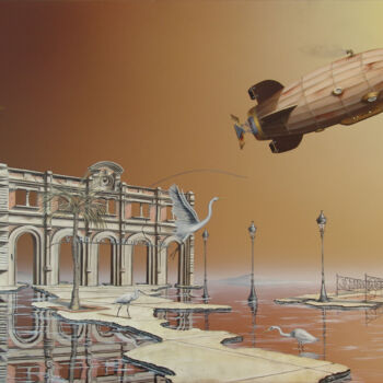 Pittura intitolato "La gare (Sous bague…" da Thierry Van Quickenborne, Opera d'arte originale, Olio