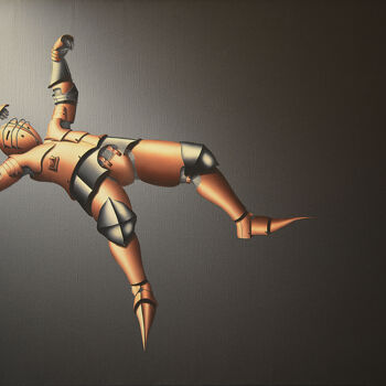 Peinture intitulée "L('homme dans l'esp…" par Thierry Van Quickenborne, Œuvre d'art originale, Huile Monté sur Châssis en bo…