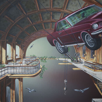 Peinture intitulée "Le temps supendu (e…" par Thierry Van Quickenborne, Œuvre d'art originale, Huile Monté sur Châssis en bo…