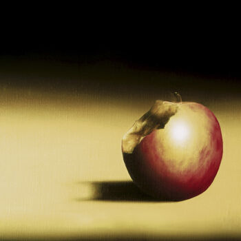 Peinture intitulée "Pomme rouge" par Thierry Van Quickenborne, Œuvre d'art originale, Huile