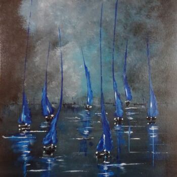 Painting titled ""Sortie bleu nuit e…" by Thierry Vaultier, Original Artwork, Acrylic