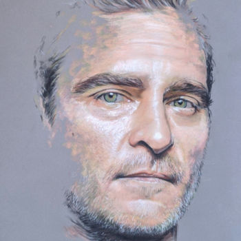 Rysunek zatytułowany „Joaquin Phoenix” autorstwa Thierry Villers, Oryginalna praca, Pastel