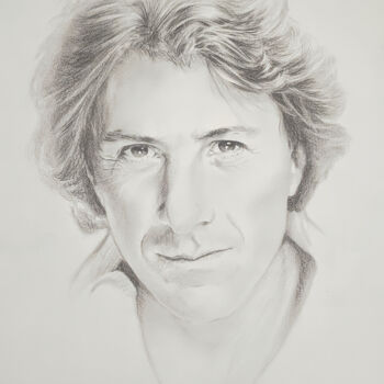 Rysunek zatytułowany „Dustin Hoffman” autorstwa Thierry Villers, Oryginalna praca, Grafit