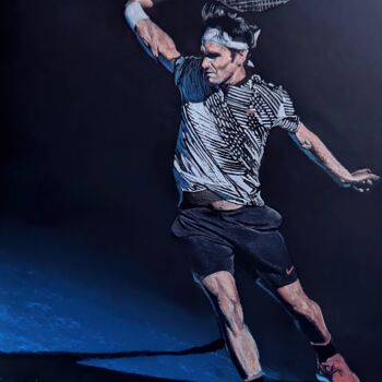 图画 标题为“Roger Federer” 由Thierry Villers, 原创艺术品, 粉彩