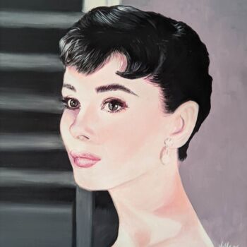 Desenho intitulada "Audrey Hepburn" por Thierry Villers, Obras de arte originais, Acrílico