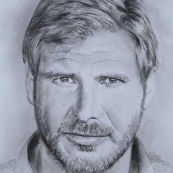 Dessin intitulée "Harrison Ford" par Thierry Villers, Œuvre d'art originale, Graphite