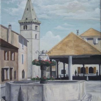 Peinture intitulée "Place de la Halle (…" par Thierry Cano, Œuvre d'art originale, Huile