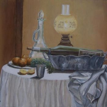 Painting titled "Nature morte à la t…" by Thierry Cano, Original Artwork, Oil