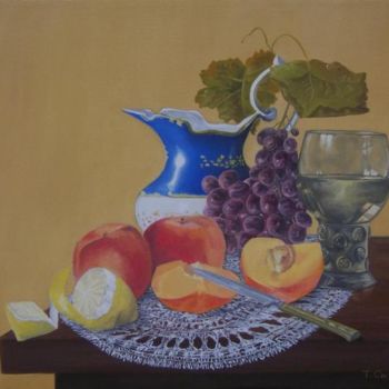 Painting titled "Nature morte avec f…" by Thierry Cano, Original Artwork, Oil