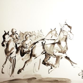 Drawing titled "Etude trot 18-39" by Thierry Faure, Original Artwork, Ink