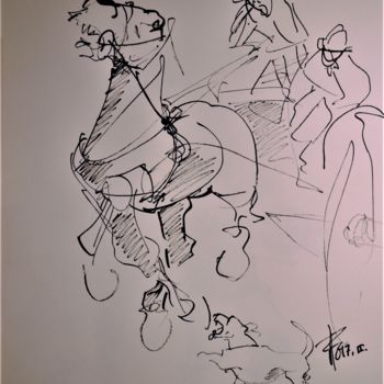 Disegno intitolato "Etude à l'encre de…" da Thierry Faure, Opera d'arte originale, Inchiostro