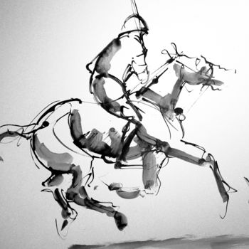 Zeichnungen mit dem Titel "polo étude (18-83)" von Thierry Faure, Original-Kunstwerk, Tinte