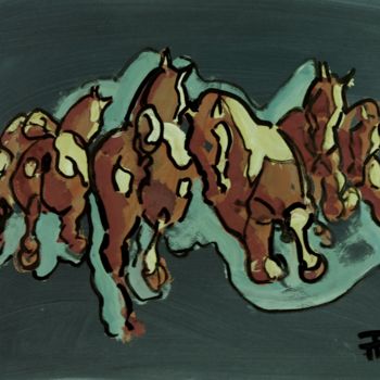 Zeichnungen mit dem Titel "Etude 19-35" von Thierry Faure, Original-Kunstwerk, Gouache