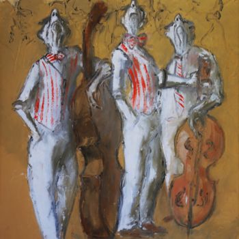 Painting titled "Trio pétard à l'aff…" by Thierry Faure, Original Artwork, Oil