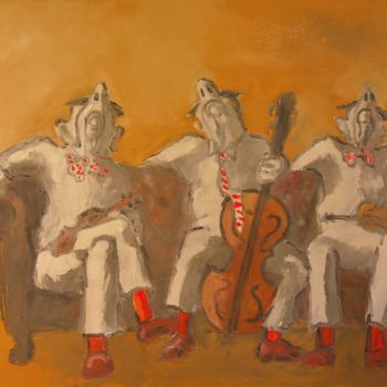 Painting titled "Le trio pétard-" by Thierry Faure, Original Artwork, Oil