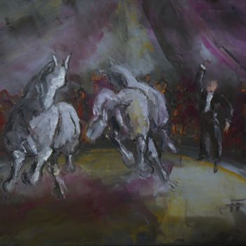 Painting titled "Les pirouettes" by Thierry Faure, Original Artwork, Oil Mounted on Wood Stretcher frame