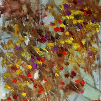 Картина под названием "Fleurs fatiguées" - Thierry Faure, Подлинное произведение искусства, Масло Установлен на Деревянная р…