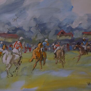 Drawing titled "Polo-22-03" by Thierry Faure, Original Artwork, Gouache